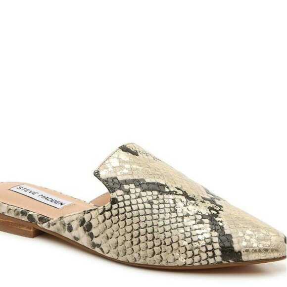 Steve Madden Mattis Python Snakeskin Pointed Toe Slip On Mules Flats Size 8.5 - Picture 12 of 12